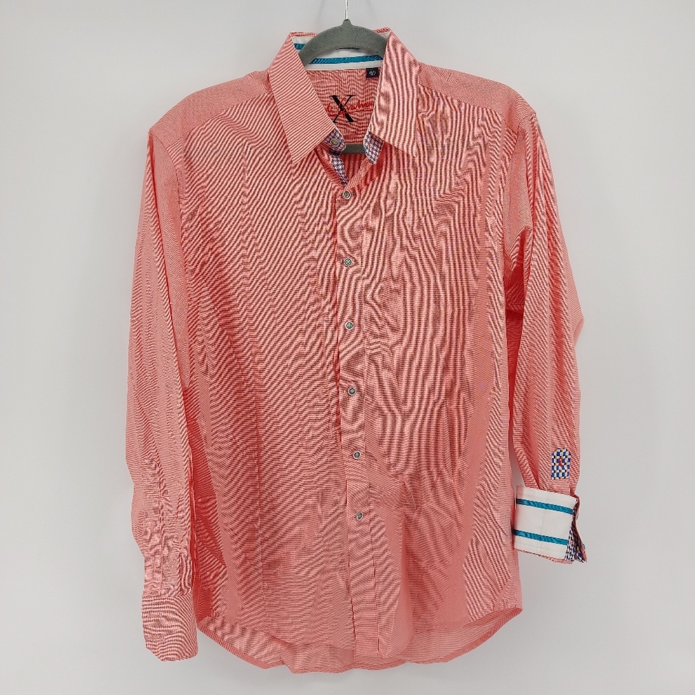 Robert Graham Flip Cuff Button Front Shirt Size Medium